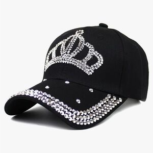 Women’s Sparkle Bling Rhinestone Bejeweled Crown Baseball Cap